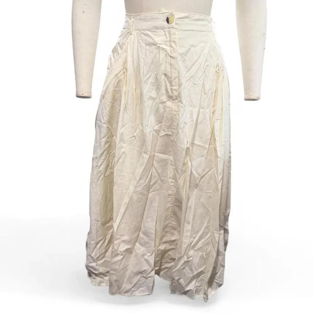Free People All Around Cotton Midi Skirt in Parchment size Large NWT